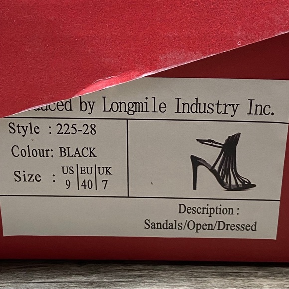 NEW Black Fringe Open Toe Stiletto Heels - Picture 8 of 9